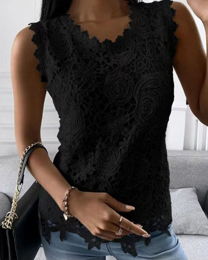 Octavia | Elegant & Feminine Women’s Sleeveless Lace Tank Top 1