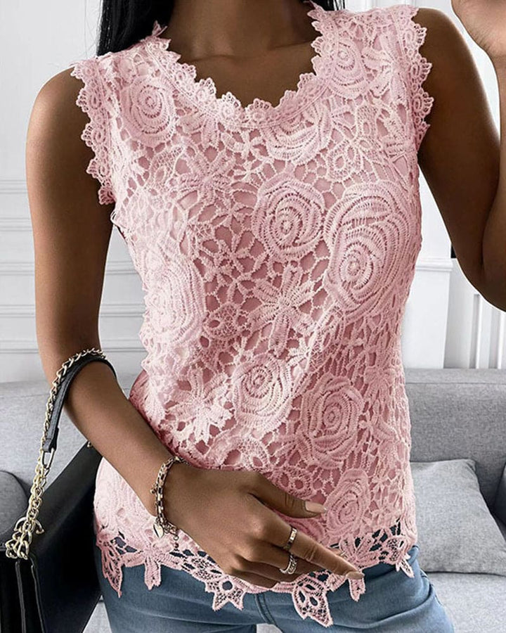 Octavia | Elegant & Feminine Women’s Sleeveless Lace Tank Top 2