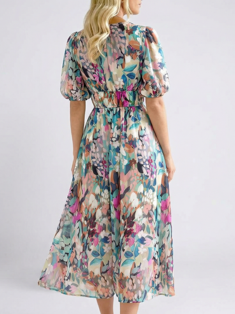 Octavia | Vibrant Floral Print & Relaxed Fit Women’s Midi Dress 1