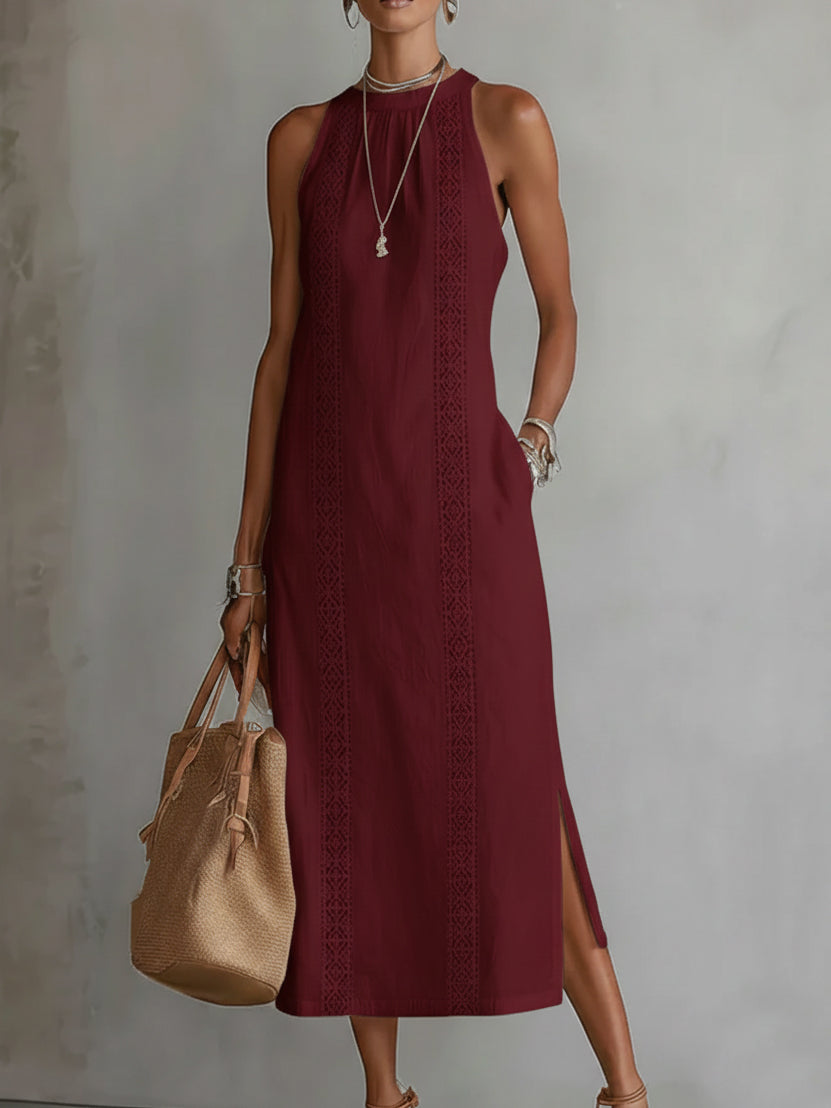 Isabella | Vestito midi estivo traspirante ricamato
