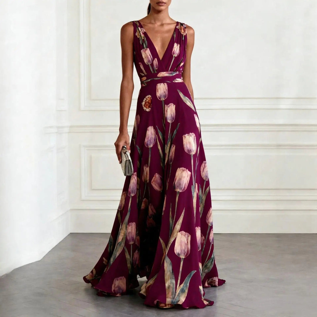 Olivia | Elegant Floral Chiffon Maxi Dress For Special Occasions 1