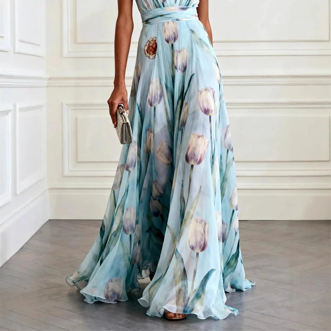 Olivia | Elegant Floral Chiffon Maxi Dress For Special Occasions 4