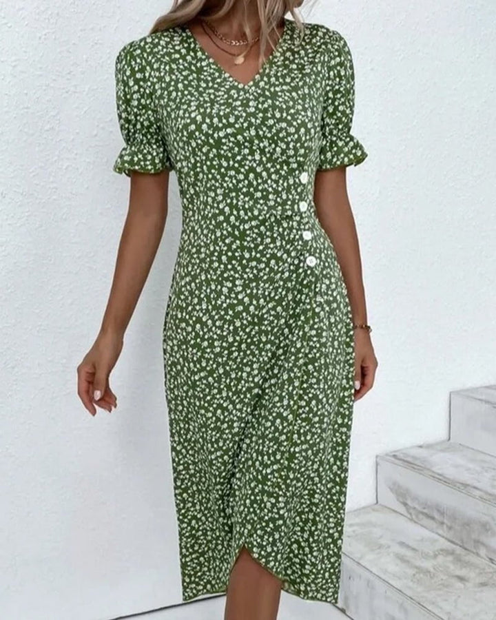 Olivia | Elegant Floral Print Plus Size Midi Wrap Dress for Wedding Guests 4