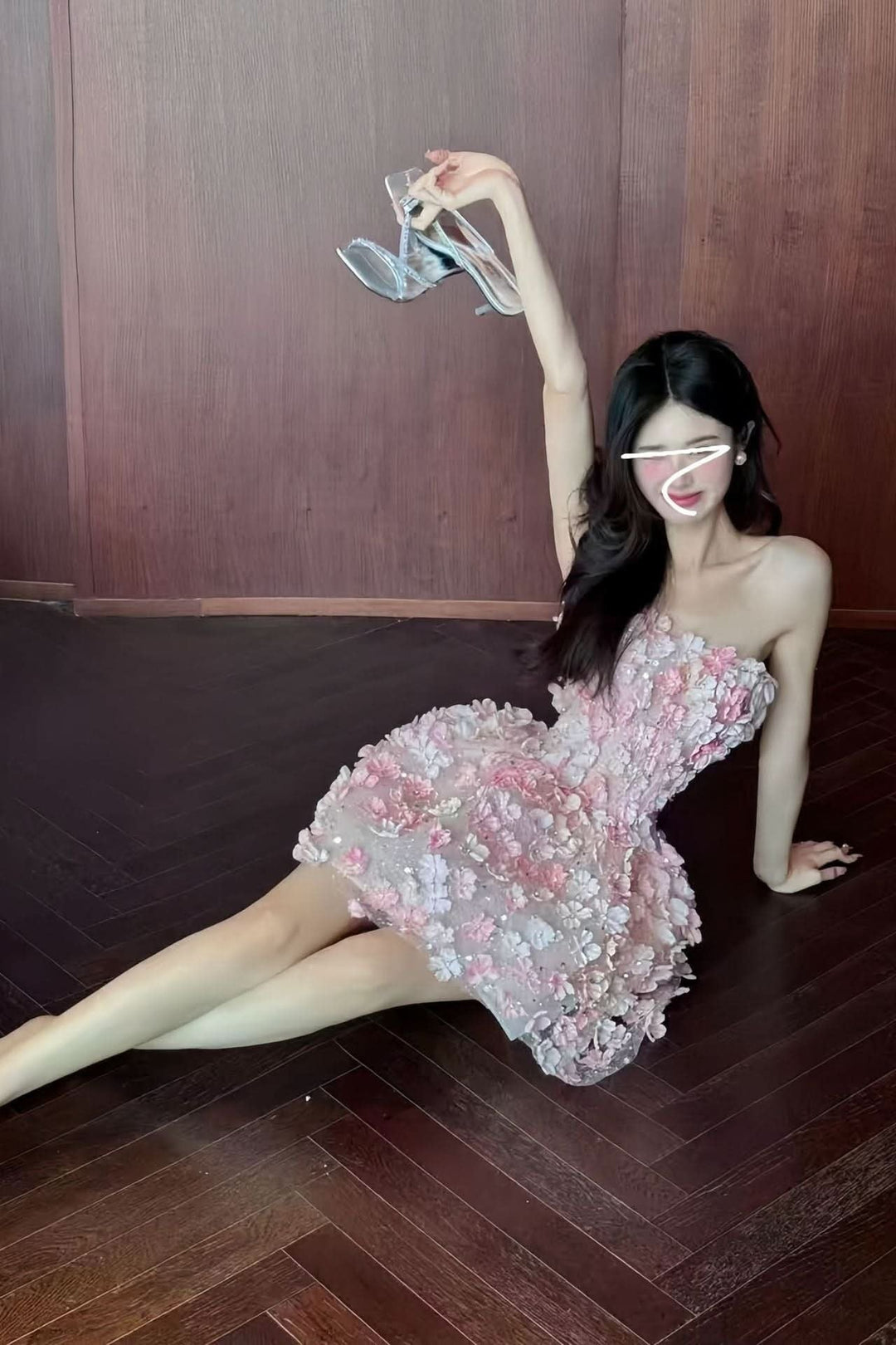 Olivia | Women's Strapless 3D Floral Embellished Mini Cocktail Dress 4