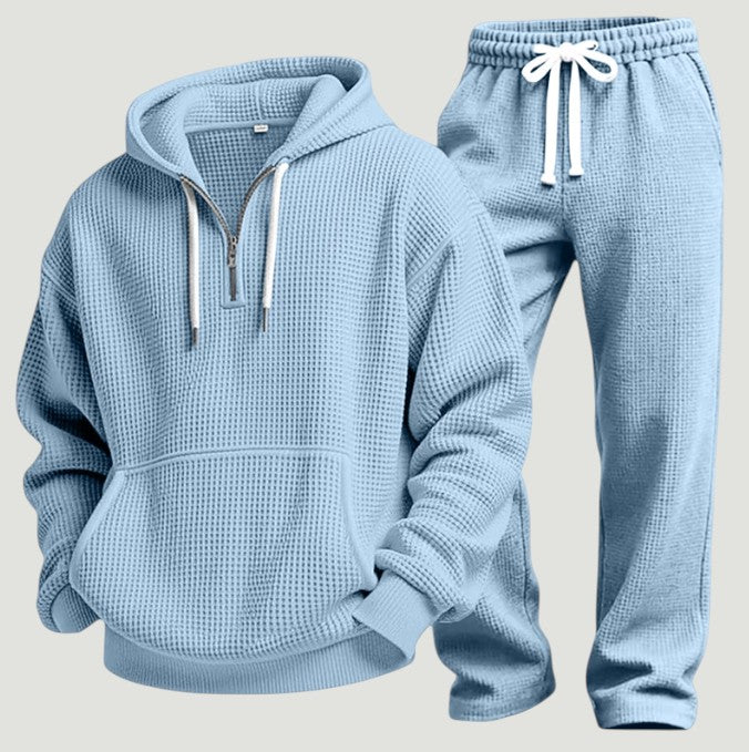 Oren | Comfortable Matching Hoodie and Sweatpants Set – Soft Waffle Knit 0