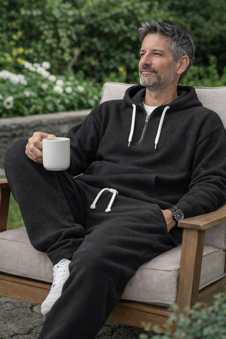 Oren | Comfortable Matching Hoodie and Sweatpants Set – Soft Waffle Knit 1