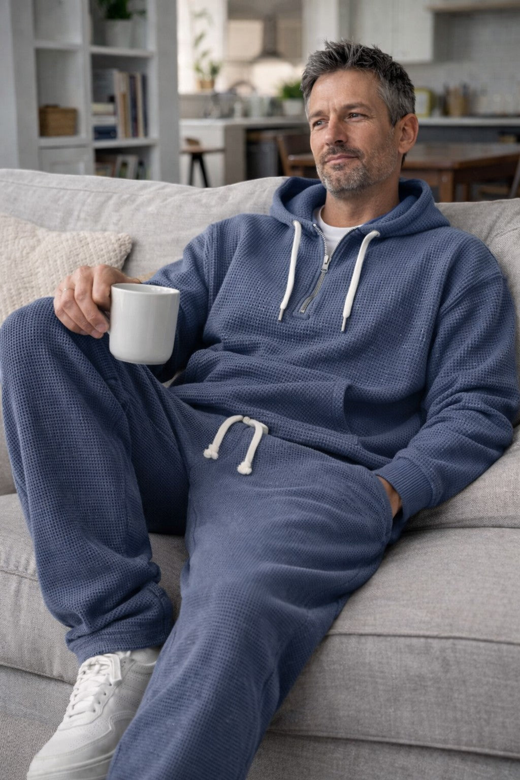 Oren | Comfortable Matching Hoodie and Sweatpants Set – Soft Waffle Knit 2