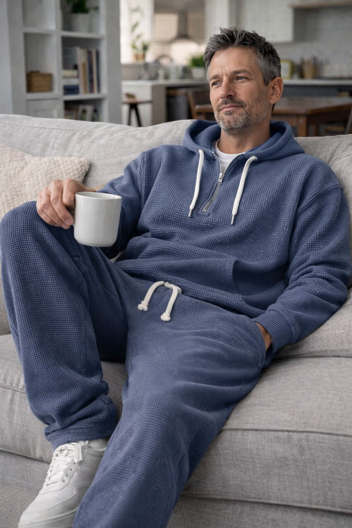 Oren | Comfortable Matching Hoodie and Sweatpants Set – Soft Waffle Knit 2