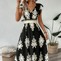 Eliza | Elegante abito midi a trapezio con stampa grafica