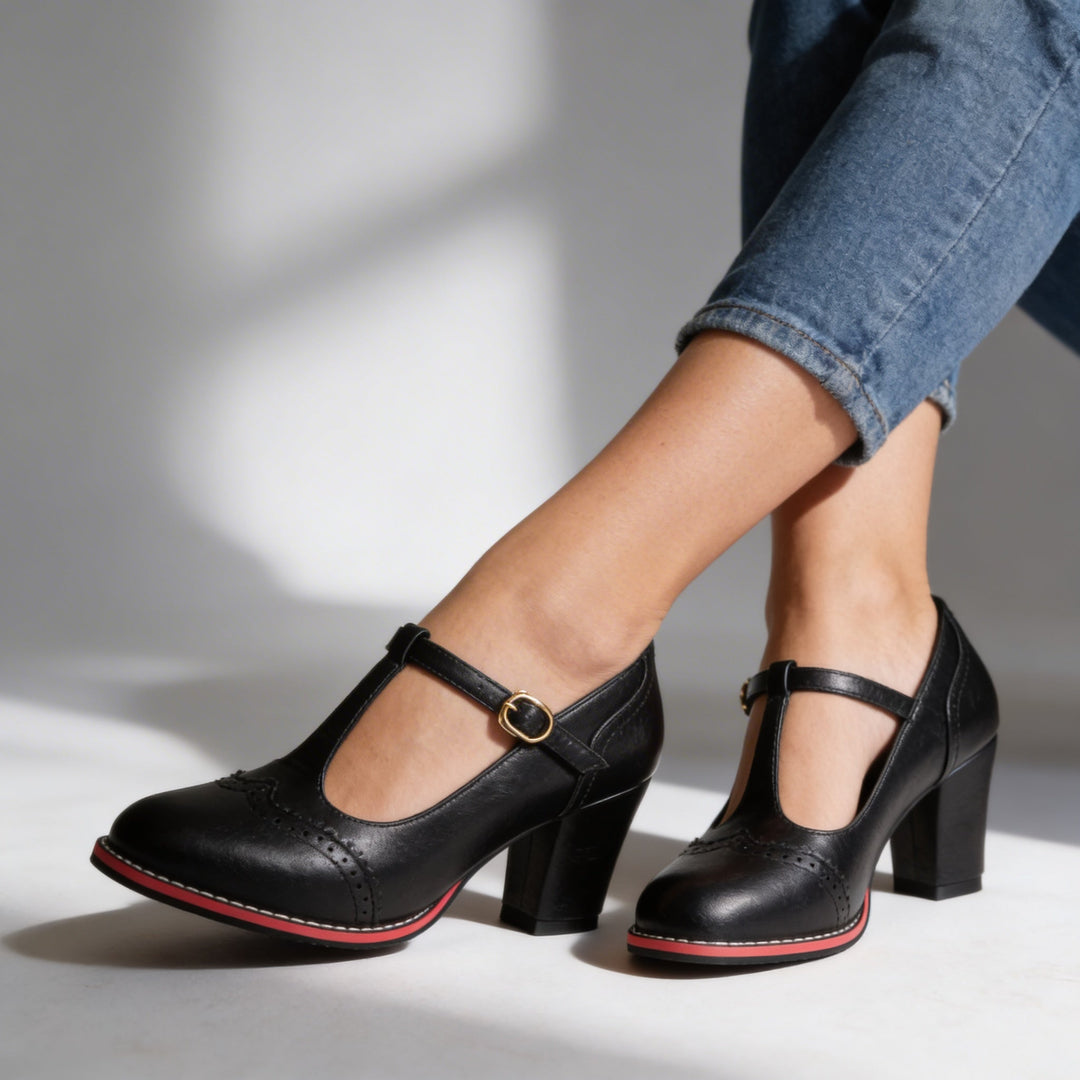 Ottavia | Women's Shoes T-Strap Brogue Block Heel Elegant Style 3
