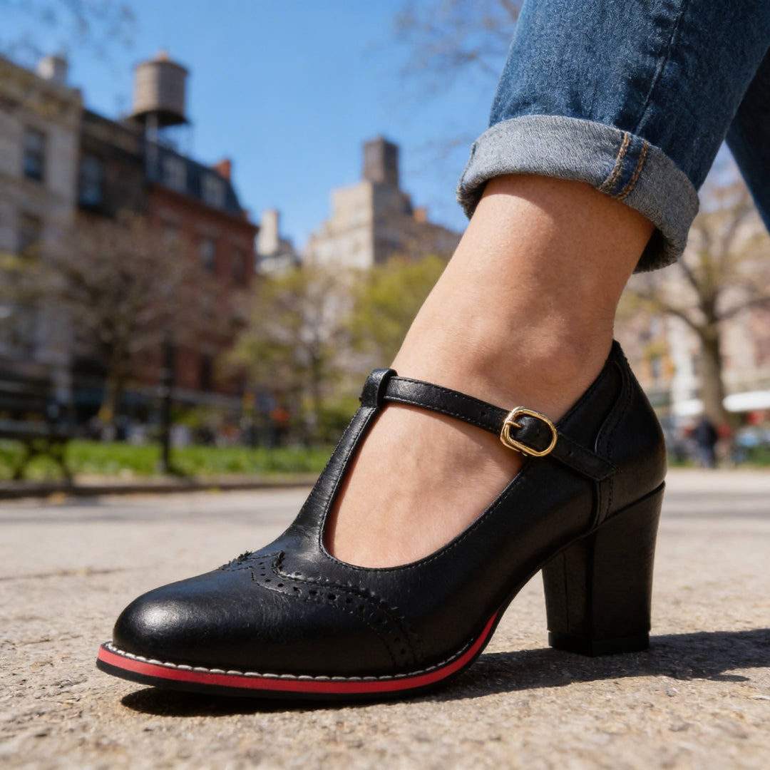 Ottavia | Women's Shoes T-Strap Brogue Block Heel Elegant Style 5