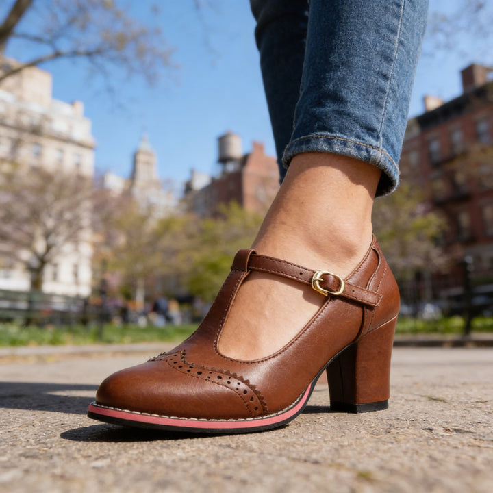 Ottavia | Women's Shoes T-Strap Brogue Block Heel Elegant Style 6