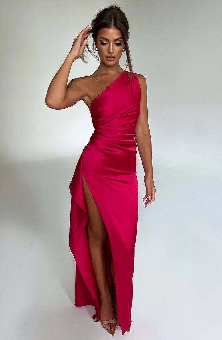 Pandora | Elegant One Shoulder Evening Dress with High Slit - Formal Gown for Weddings and Events 2