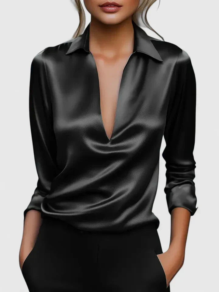 Pavella | Elegant, Relaxed Fit Women’s Collared Long Sleeve Blouse 6