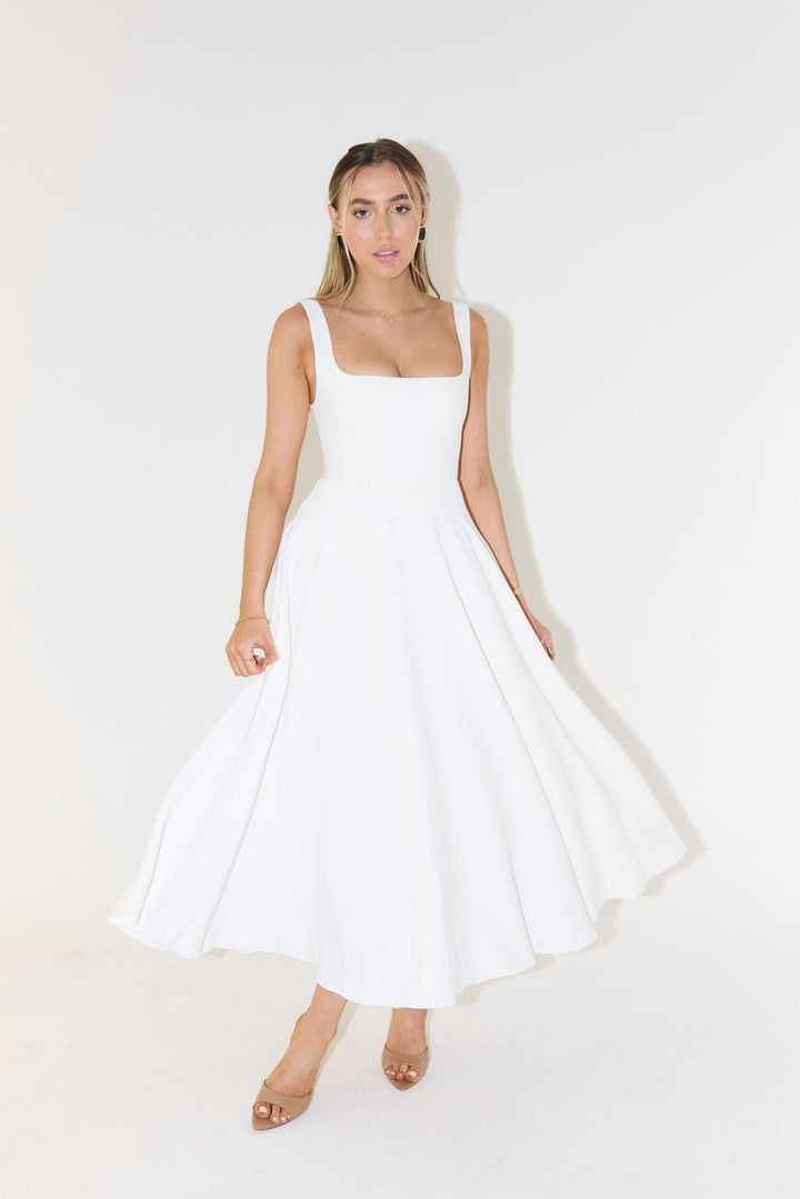 Pavelle | Elegant A-Line Midi Dress – Stylish Square Neckline for Women’s Dress 1