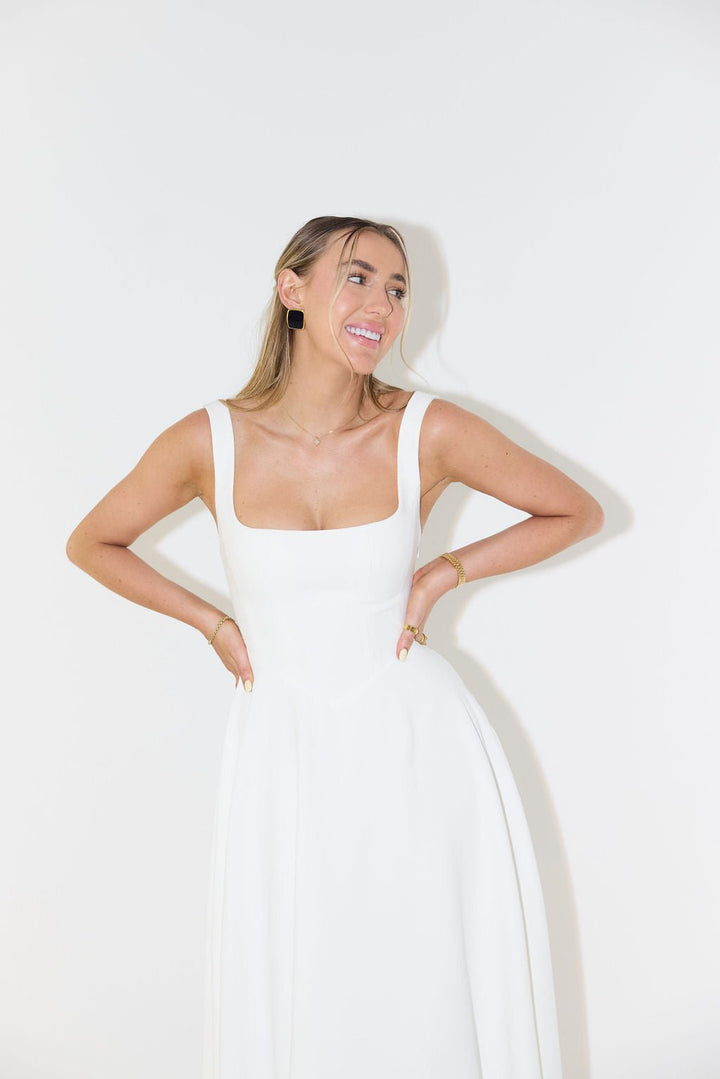 Pavelle | Elegant A-Line Midi Dress – Stylish Square Neckline for Women’s Dress 4