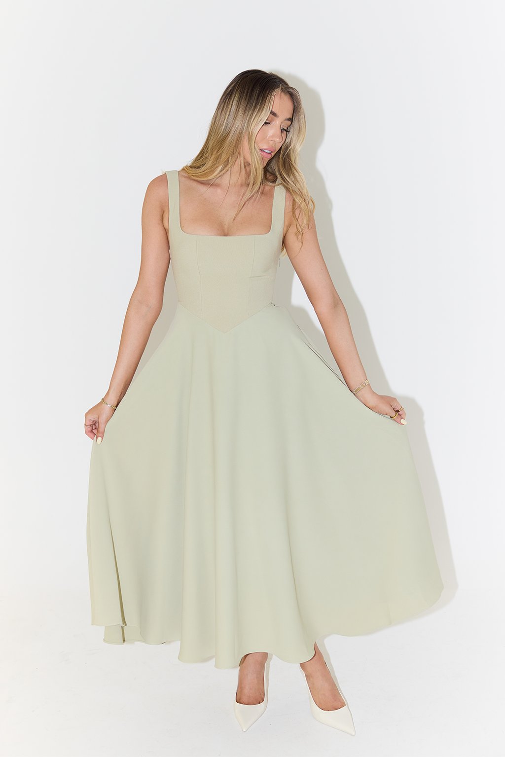 Pavelle | Elegant A-Line Midi Dress – Stylish Square Neckline for Women’s Dress 6
