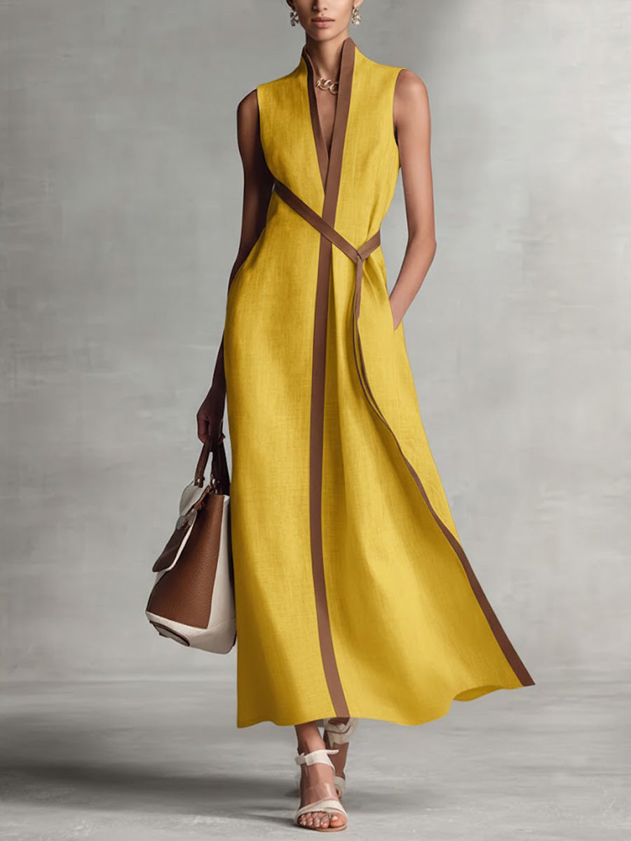 Pavina | Elegant V-Neck Sleeveless Wrap Maxi Dress for Women 3