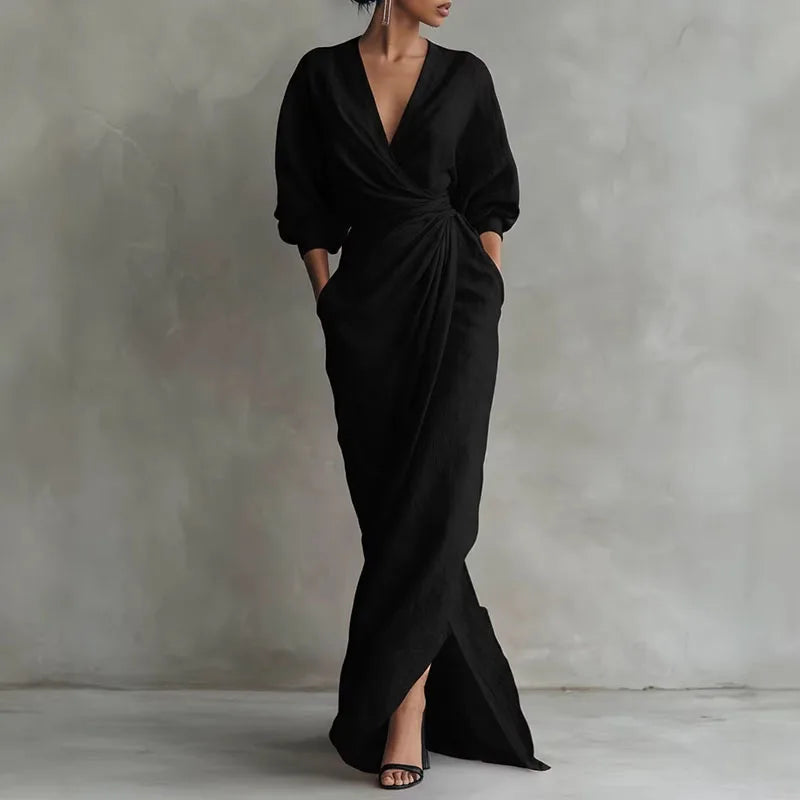Penelope | Elegant Women's V-Neck Wrap Maxi Dress – Flattering & Versatile for Formal Events 4