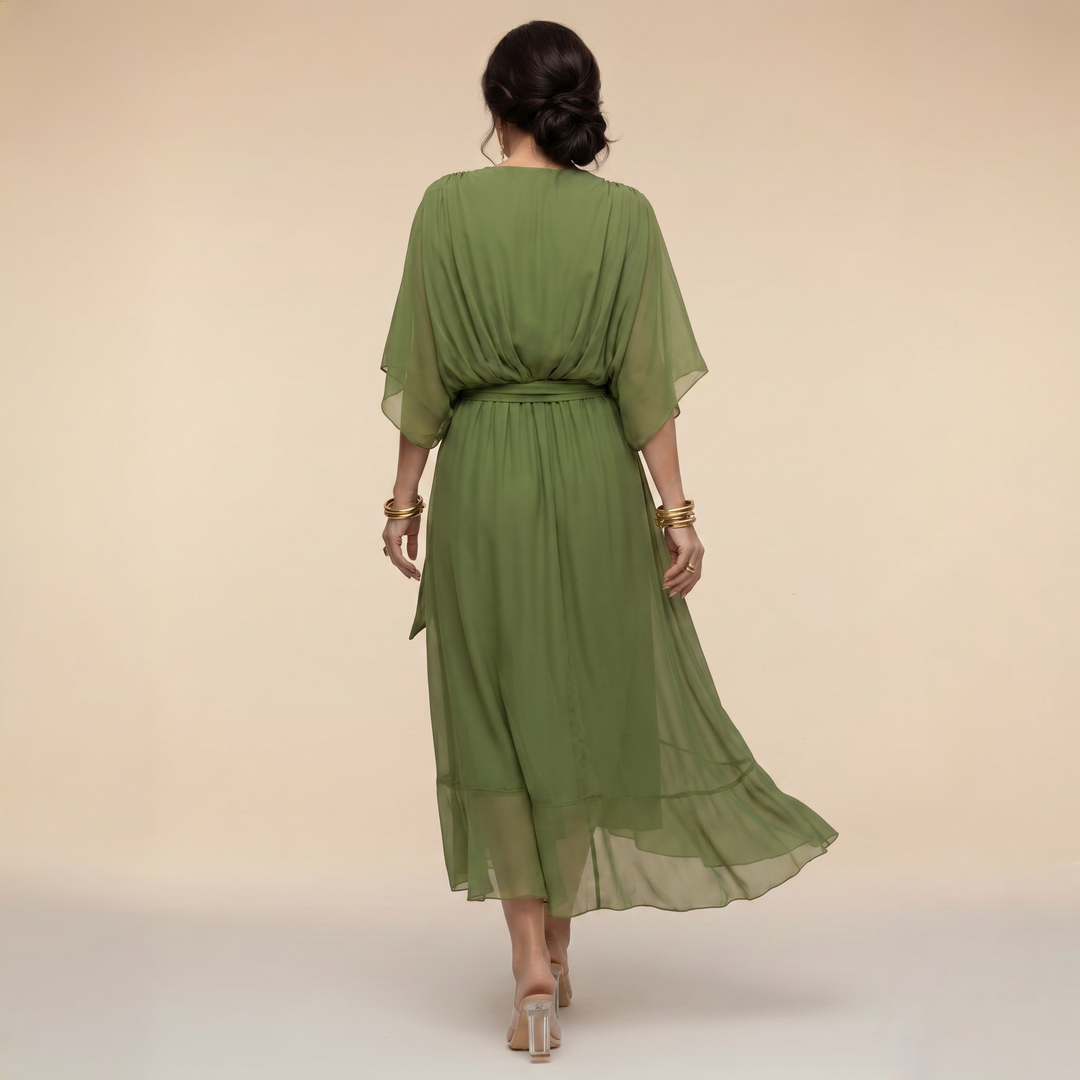 Penelope | Flattering V-Neck Wrap Midi Dress – Elegant Women's Dress for Wedding Guests & Summer Events 2