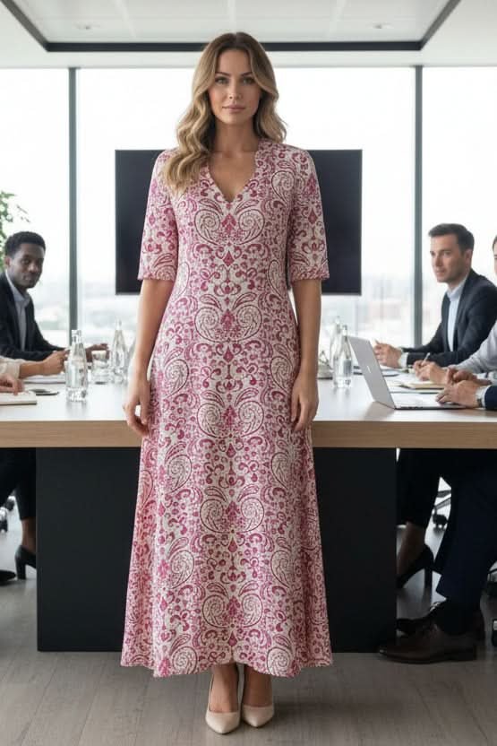 Penelope | Women's Bohemian Floral V-Neck Maxi Evening Gown Dress 5