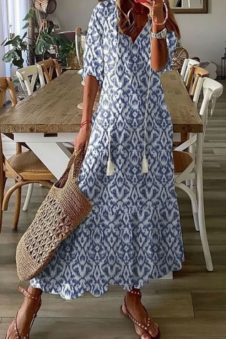 Penelope | Women's Bohemian Floral V-Neck Maxi Evening Gown Dress 6