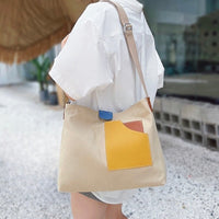 Hazel | Color Block Canvas Tote Bag