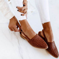 Hannah | Woven Leather Pointed-Toe Slingback Sandals