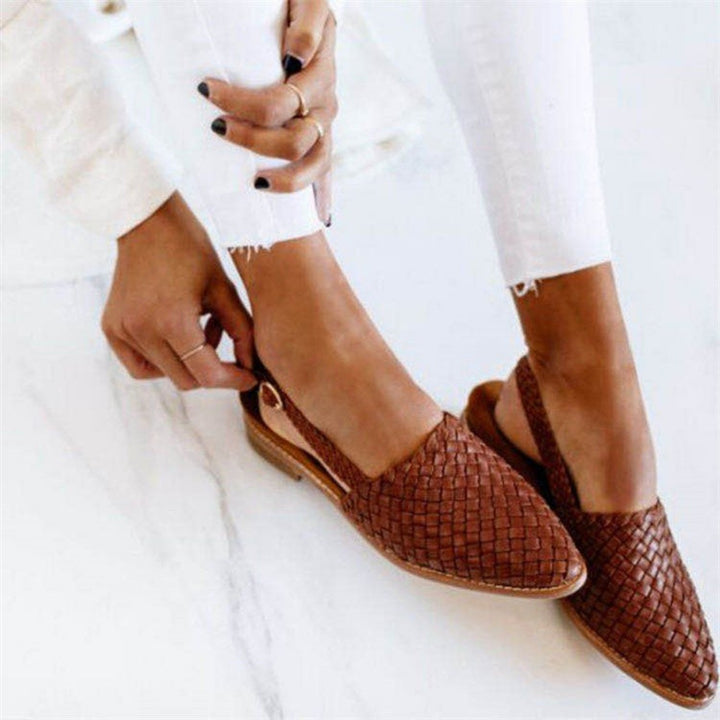 Penelope | Women's Leather Woven Pointed-Toe Slingback Comfortable Sandals 0