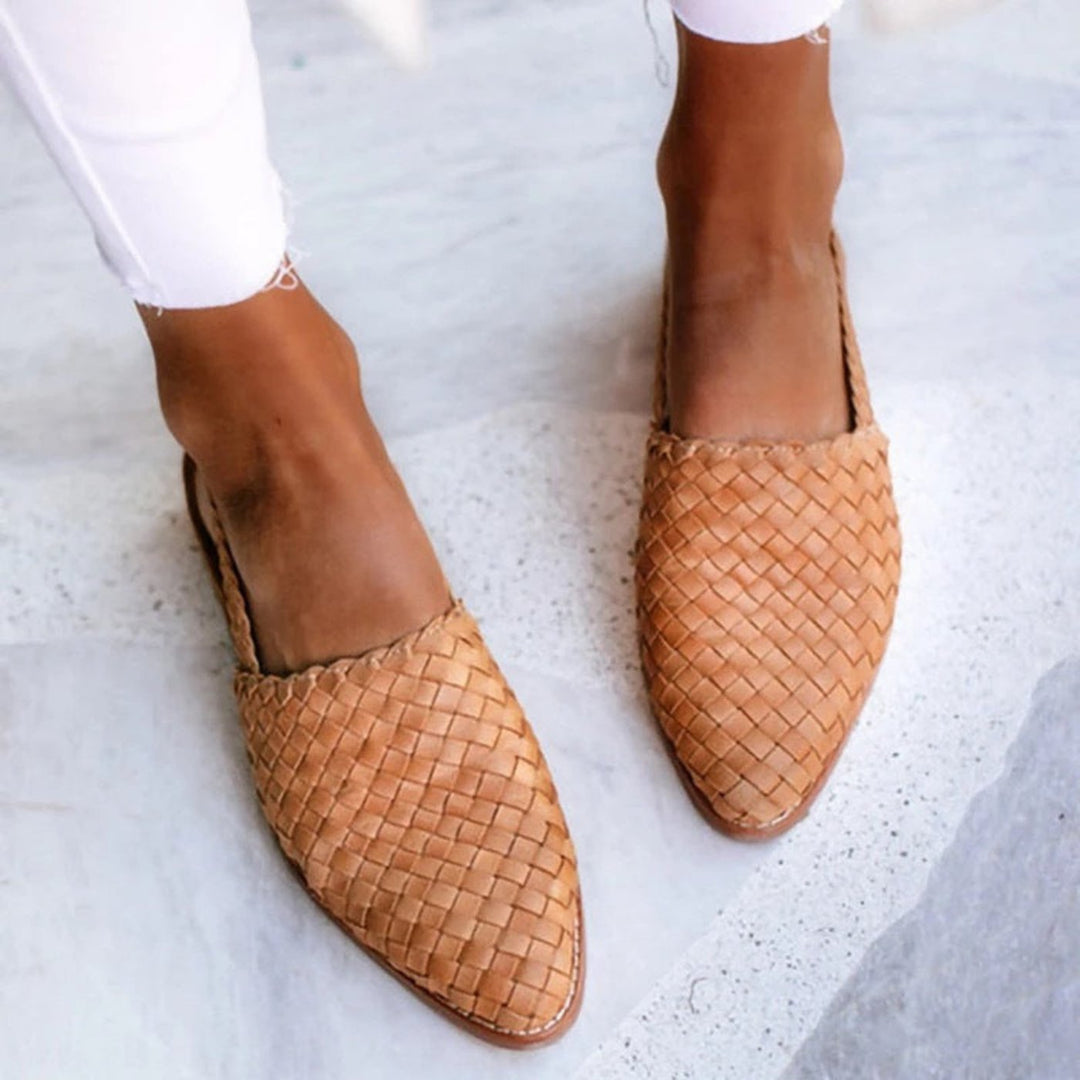 Penelope | Women's Leather Woven Pointed-Toe Slingback Comfortable Sandals 1