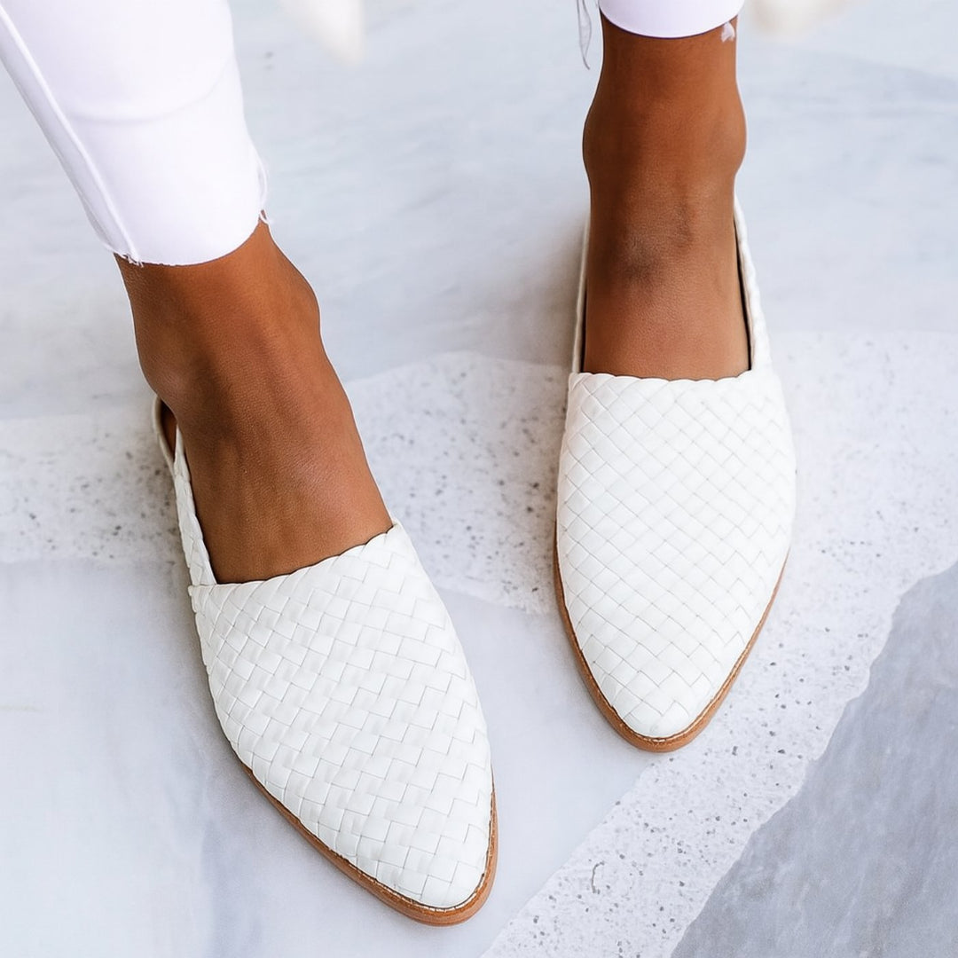 Penelope | Women's Leather Woven Pointed-Toe Slingback Comfortable Sandals 5
