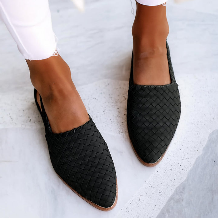 Penelope | Women's Leather Woven Pointed-Toe Slingback Comfortable Sandals 6