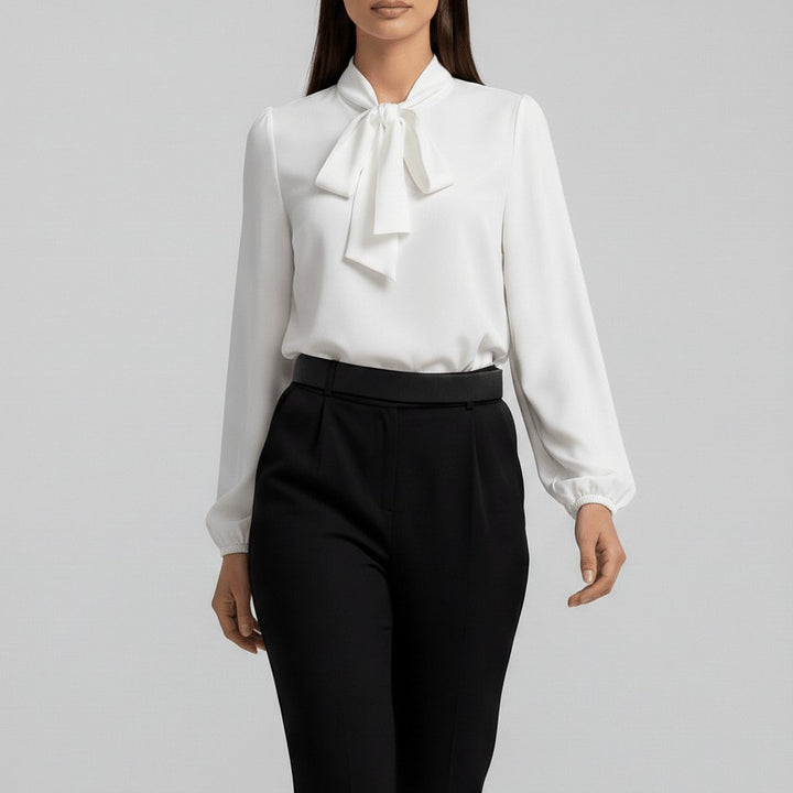 Penelope | Women's Relaxed-Fit Bow-Tie Neck Long-Sleeve Blouse 6