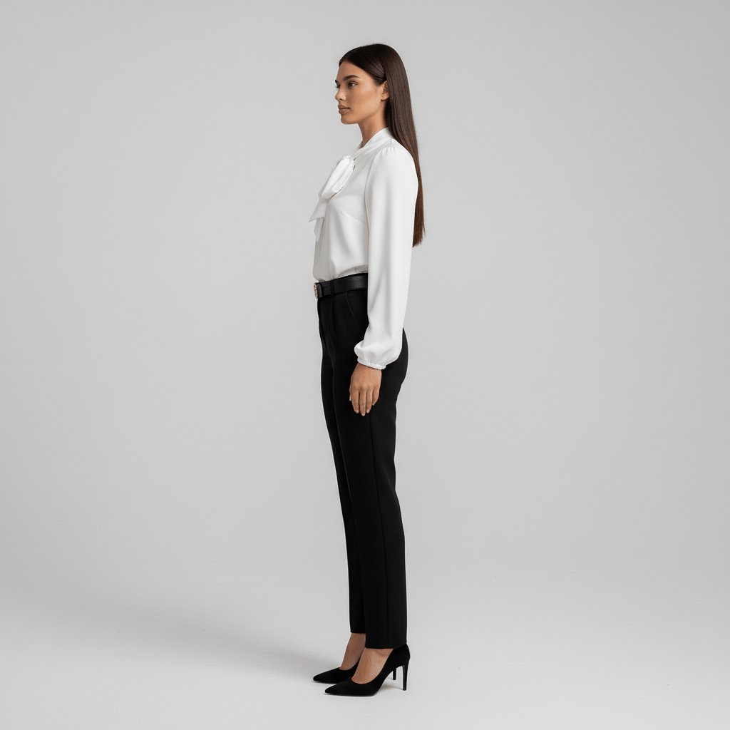 Penelope | Women's Relaxed-Fit Bow-Tie Neck Long-Sleeve Blouse 8