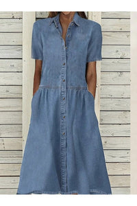 Faith | Elegant Button-Down Collared Midi Shirt Dress