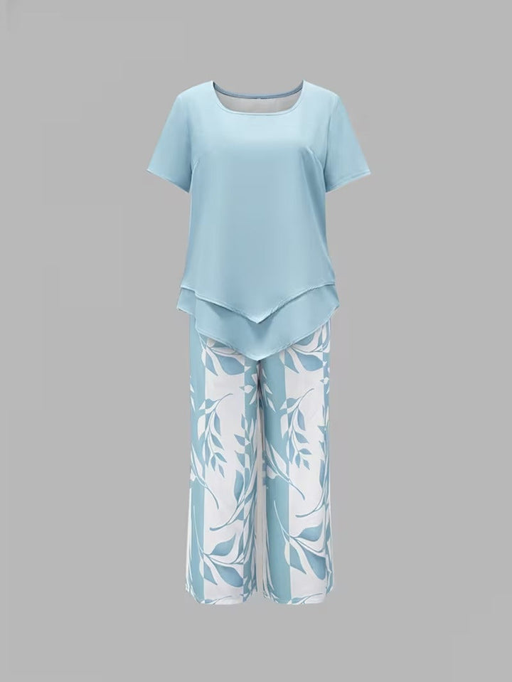 Primrose | Elegant Leaf Print Women's Set – Relaxed Fit Two Piece Loungewear 6
