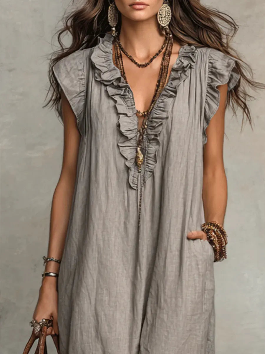 Priscilla | Elegant Ruffle Detail Women’s V-Neck Maxi Dress for Summer & Formal Occasions 7