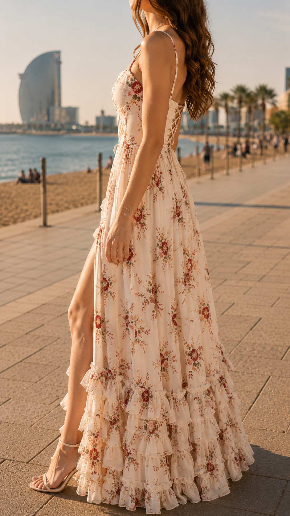 Queniva | Elegant Floral Maxi Dress with Front Slit – Perfect Long Dress for Women 2