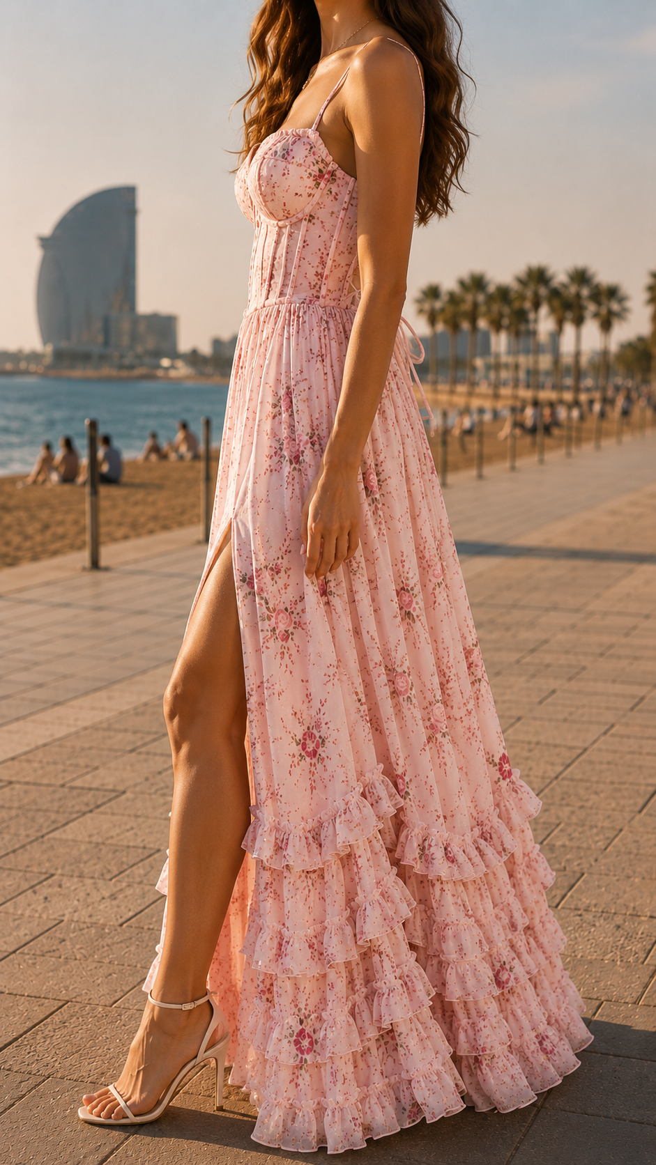 Queniva | Elegant Floral Maxi Dress with Front Slit – Perfect Long Dress for Women 7