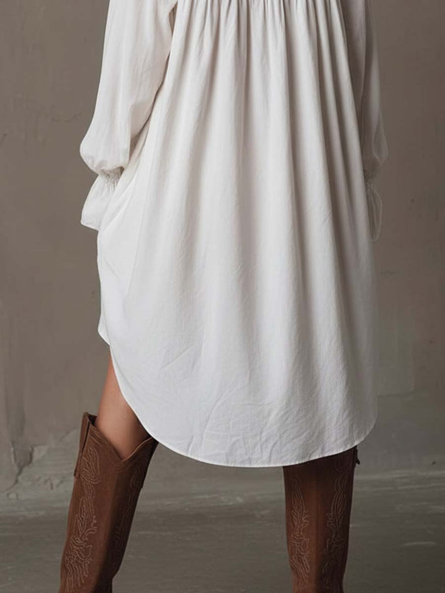 Ravina | Elegant Lace Irregular Hem Women's Dress – Long-Sleeved Mini Dress 2
