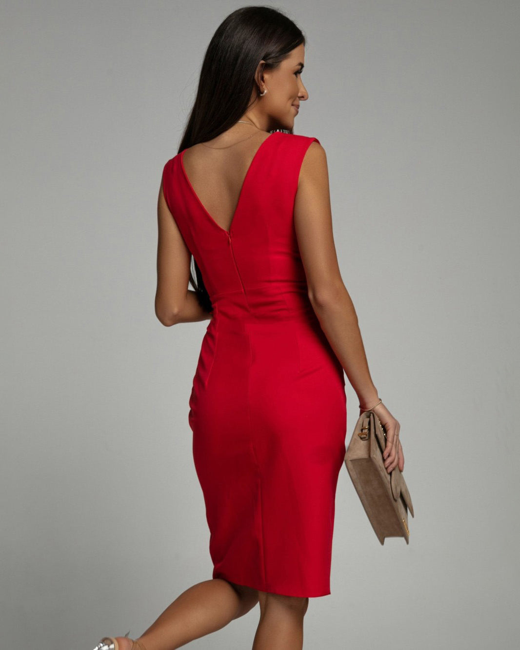 Ravina | Elegant V-Neck, Sleeveless Bodycon Women's Cocktail Dress 1