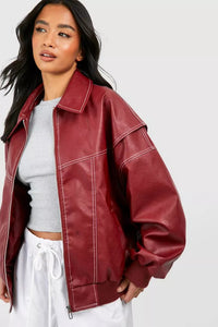Sienna | Giacca oversize vibrante in pelle vegana