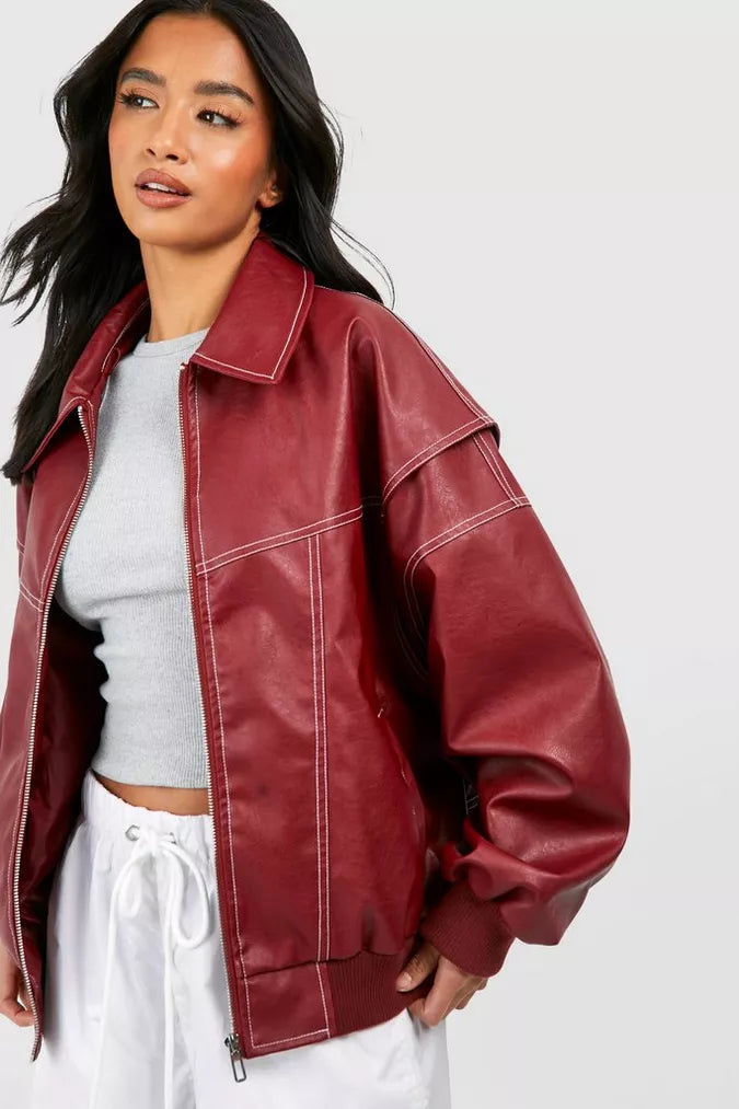 Ravine | Trendy, Casual &amp; Stylish Oversized Jacket in Bright Red 0