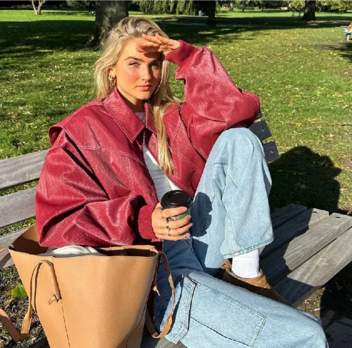 Ravine | Trendy, Casual &amp; Stylish Oversized Jacket in Bright Red 1