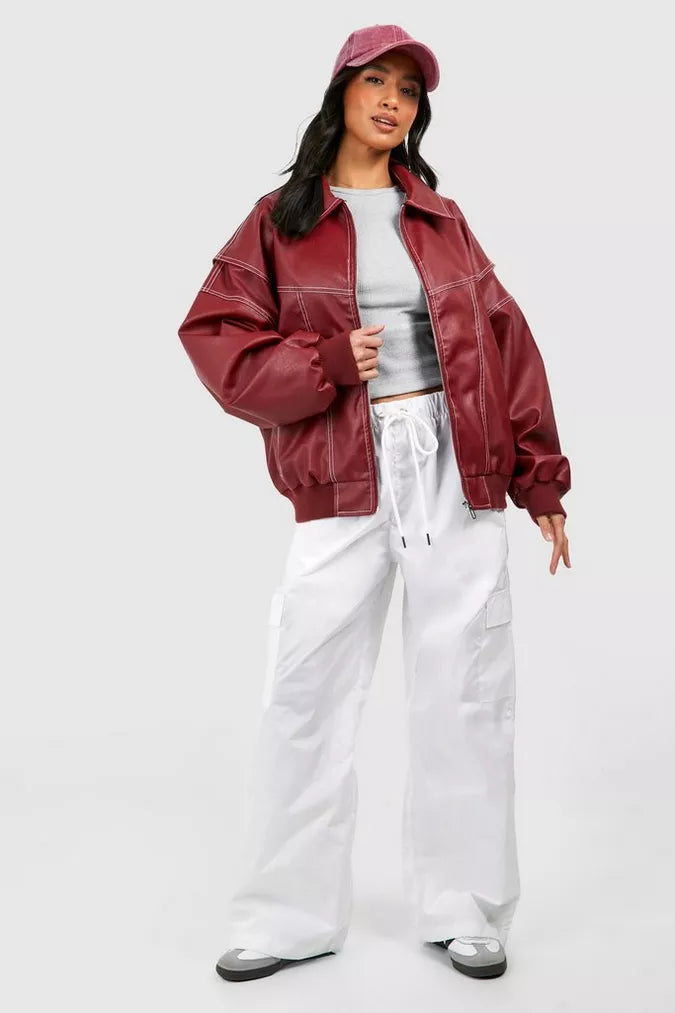 Ravine | Trendy, Casual &amp; Stylish Oversized Jacket in Bright Red 4