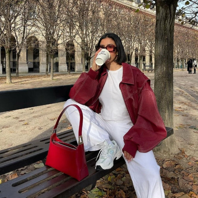 Ravine | Trendy, Casual &amp; Stylish Oversized Jacket in Bright Red 5