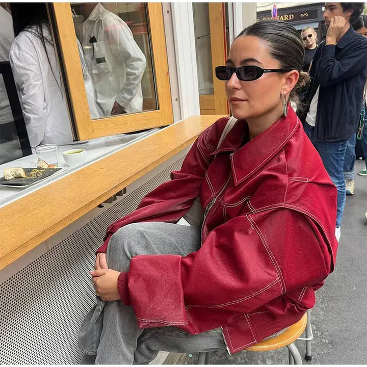 Ravine | Trendy, Casual &amp; Stylish Oversized Jacket in Bright Red 7