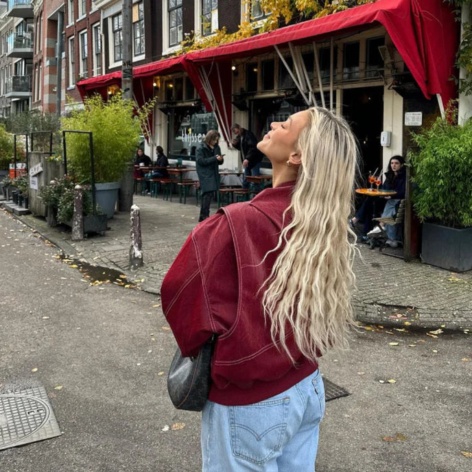 Ravine | Trendy, Casual &amp; Stylish Oversized Jacket in Bright Red 8