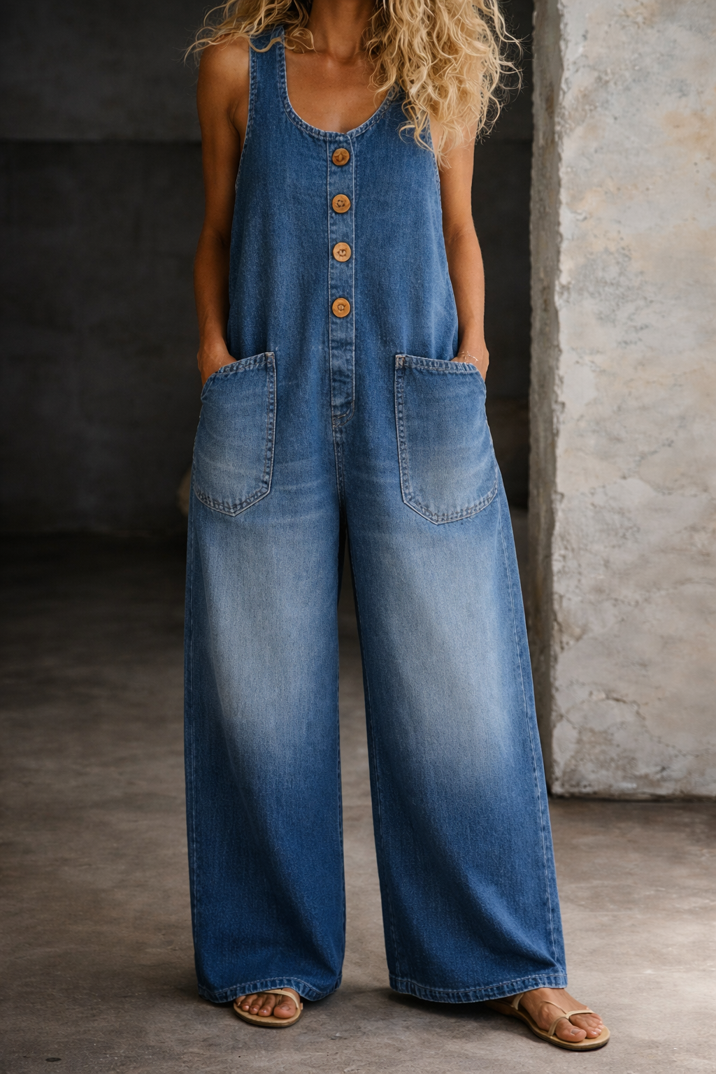 Remy | Effortless, Comfortable Women’s Denim Overalls - Button Front & Wide Leg 1