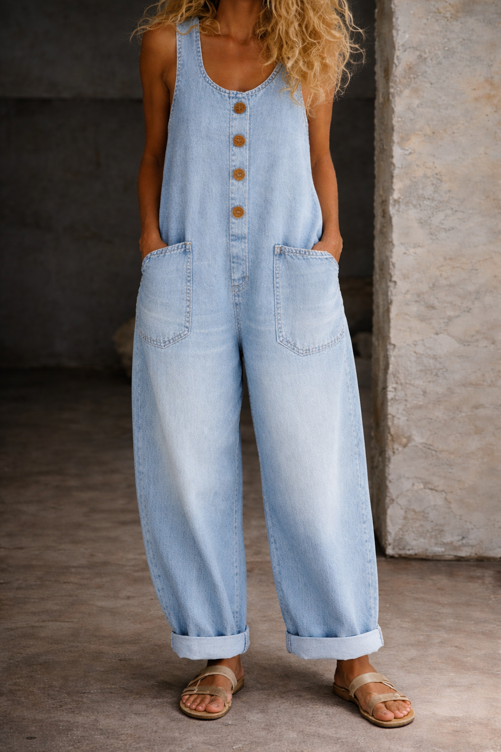 Remy | Effortless, Comfortable Women’s Denim Overalls - Button Front & Wide Leg 5